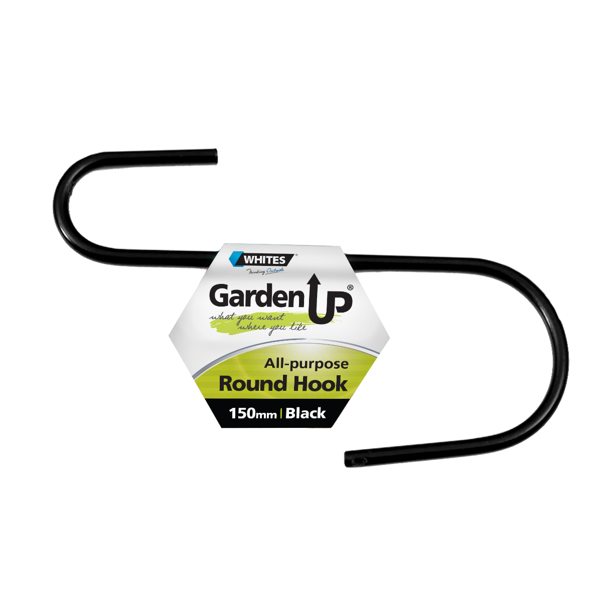 Whites Outdoor ROUND HANGING BASKET HOOK 300mm BLACK 2Pcs *Australian Brand 