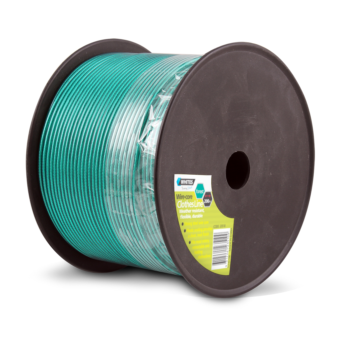 23510 Wire Core Clothesline Forest Green 200m